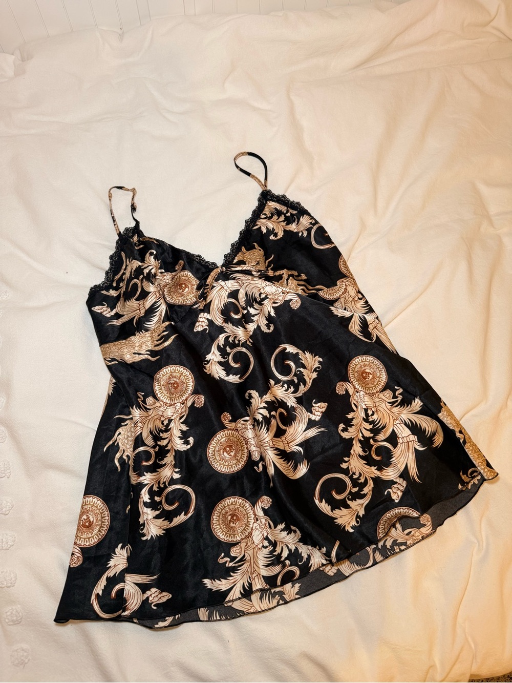 Black and Gold Patterned Satin top